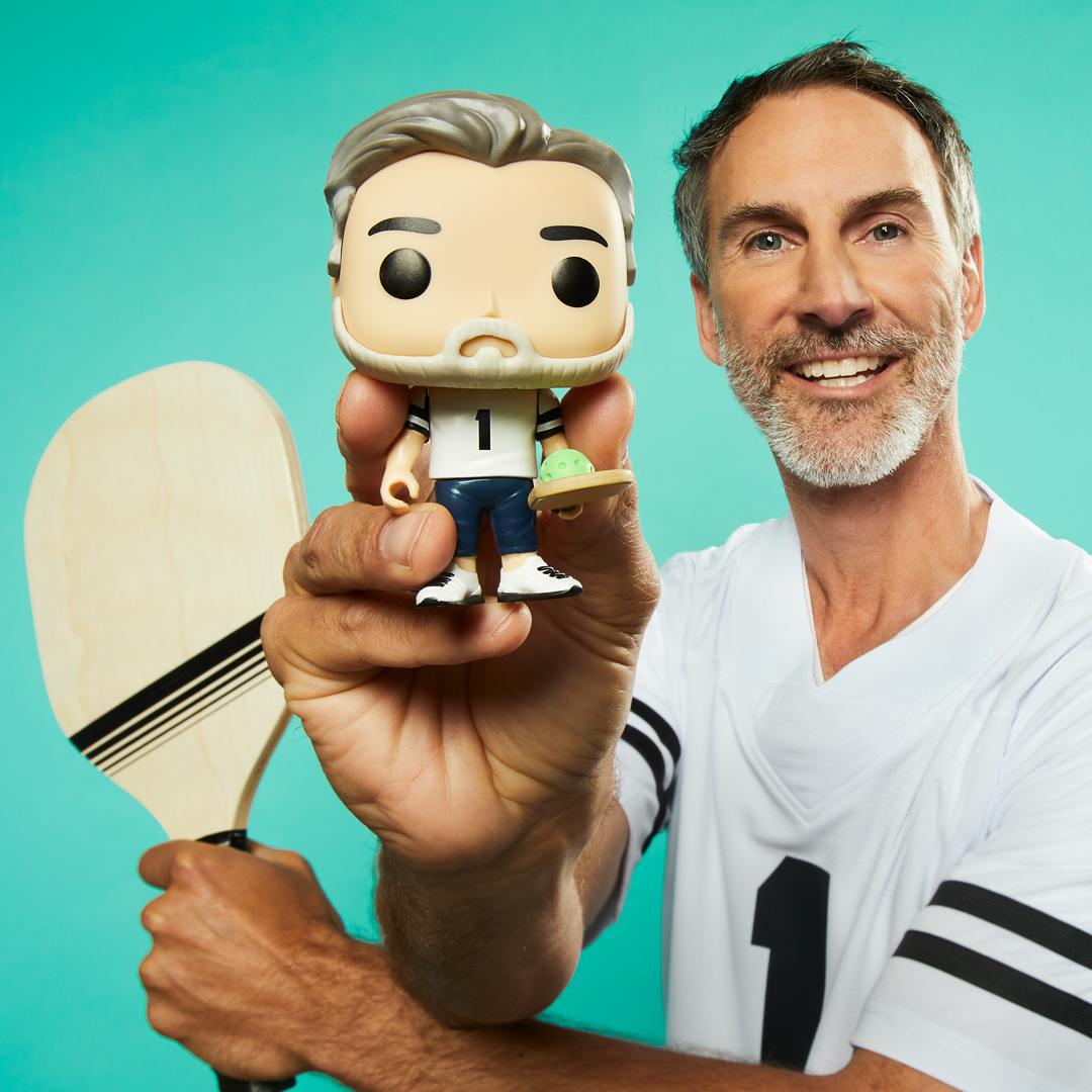 Pickleball dad holding custom POP! Yourself collectible